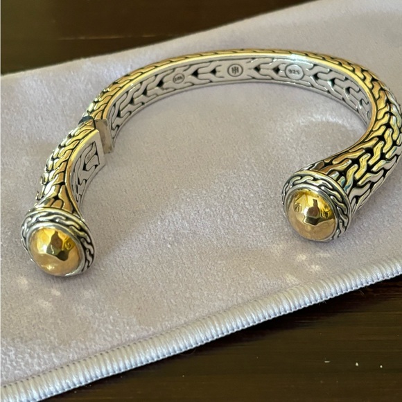 JOHN HARDY STERLING PALU SILVER W/ 24K GOLD DOME CUFF BRACELET - Picture 3 of 6